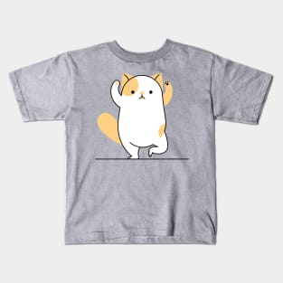 Yoga Cat Doing Tree Pose Kids T-Shirt